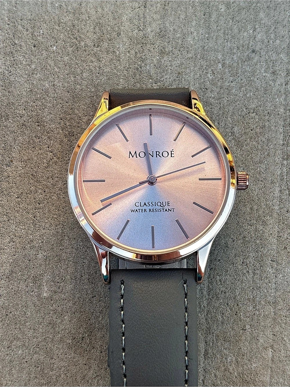Monroe Classique Collection Leather Watch Gray & Gold